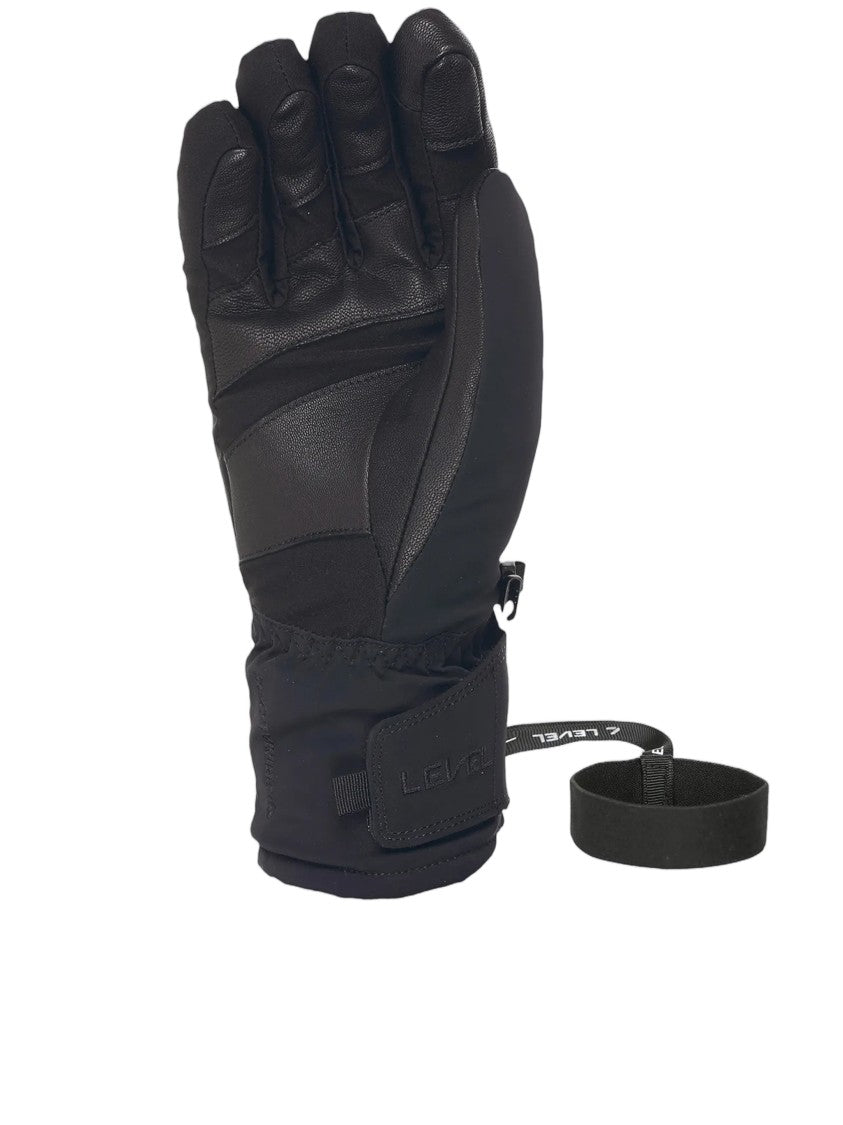 Level Insulated Black Gore-Tex Gloves With Secure Wrist Strap
