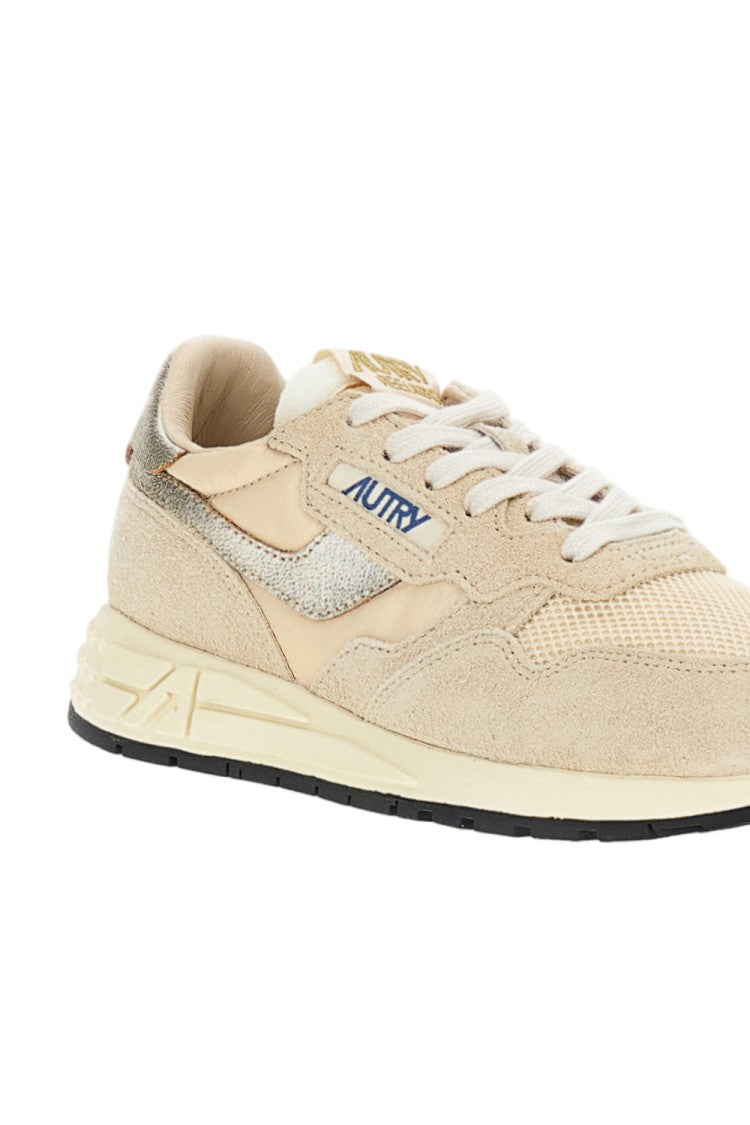 Autry Beige Reelwind Low Nylon Suede Sneakers