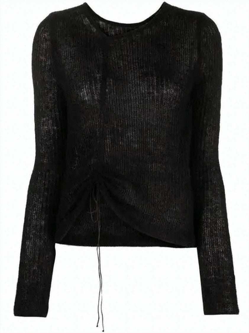 Cecilie Bahnsen Semi-Sheer Knit Sweater With Gathered Detail