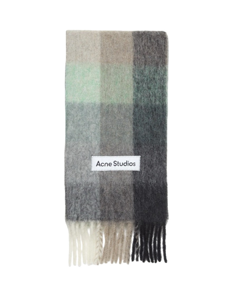 Acne Studios Mohair Scarf In Grey Check