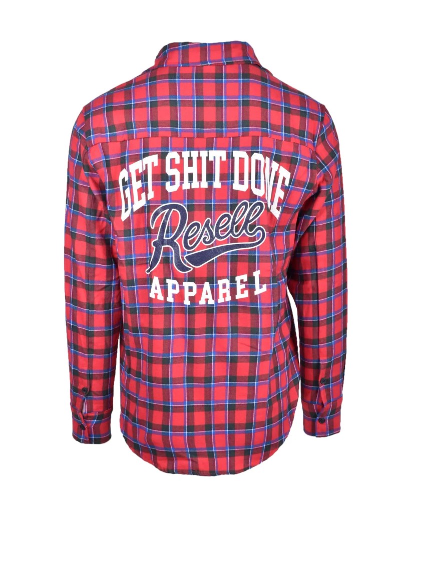 Resell Apparel Red/Blue Plaid Flannel Cotton Shirt
