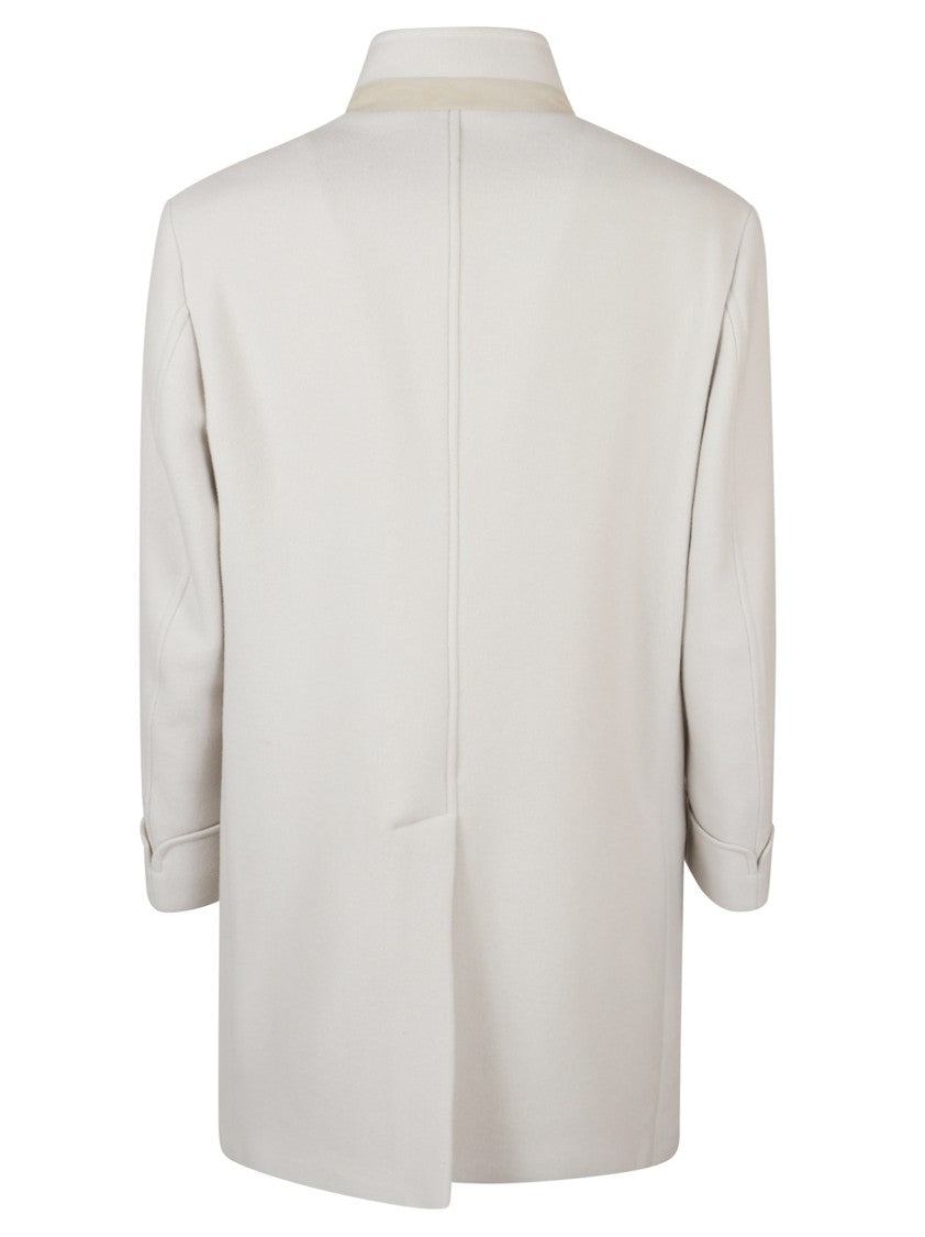 Eleventy Tailored Grey Coat With High Collar