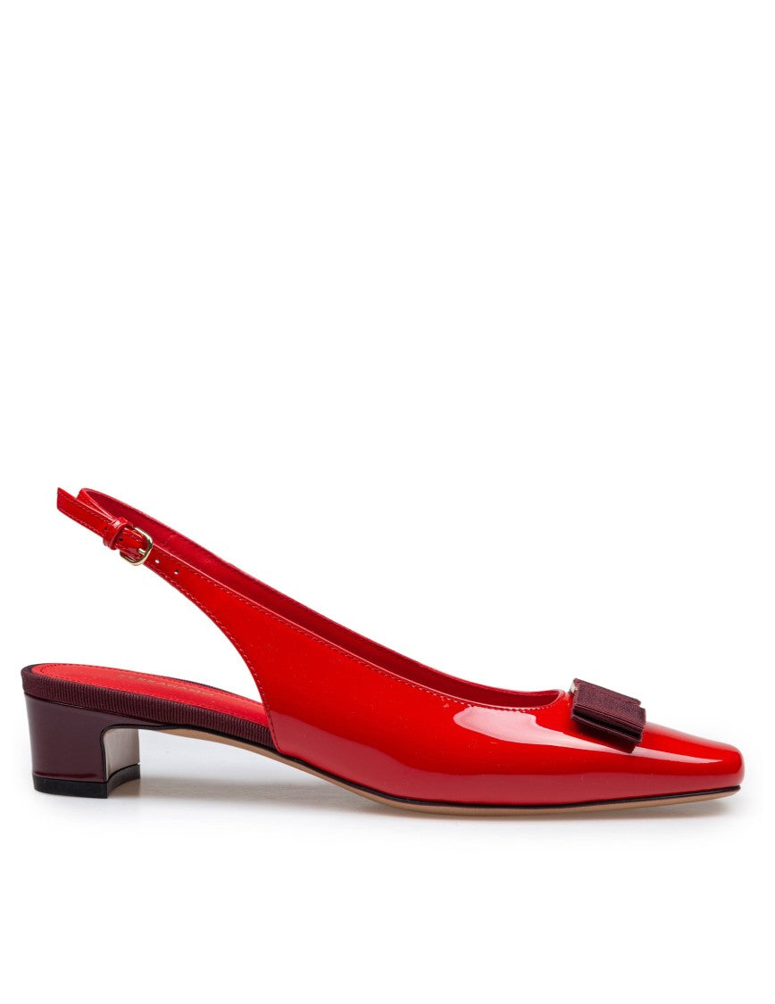 Salvatore Ferragamo Patent Leather Red Slingback Rivalda