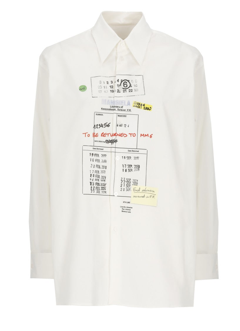 Mm6 By Maison Margiela White Printed Cotton Shirt