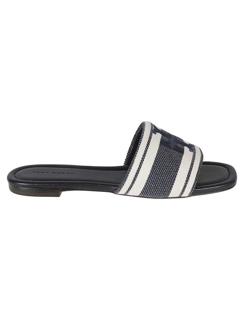 Tory Burch Slide Sandals With Bold Striped Strap