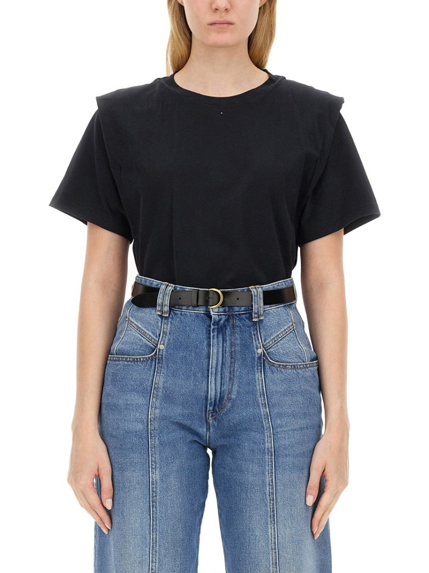 Isabel Marant Neutrals Zelitos Cropped Boxy Cotton T-Shirt