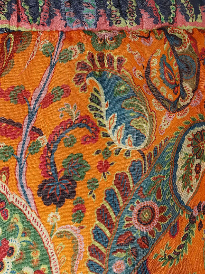 Etro Ramie Beach Shorts With Paisley Pattern And Side Pockets