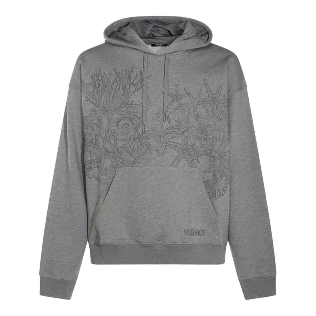 Versace Hooded Sweatshirt With Tonal Embroidery And Kangaroo Pocket