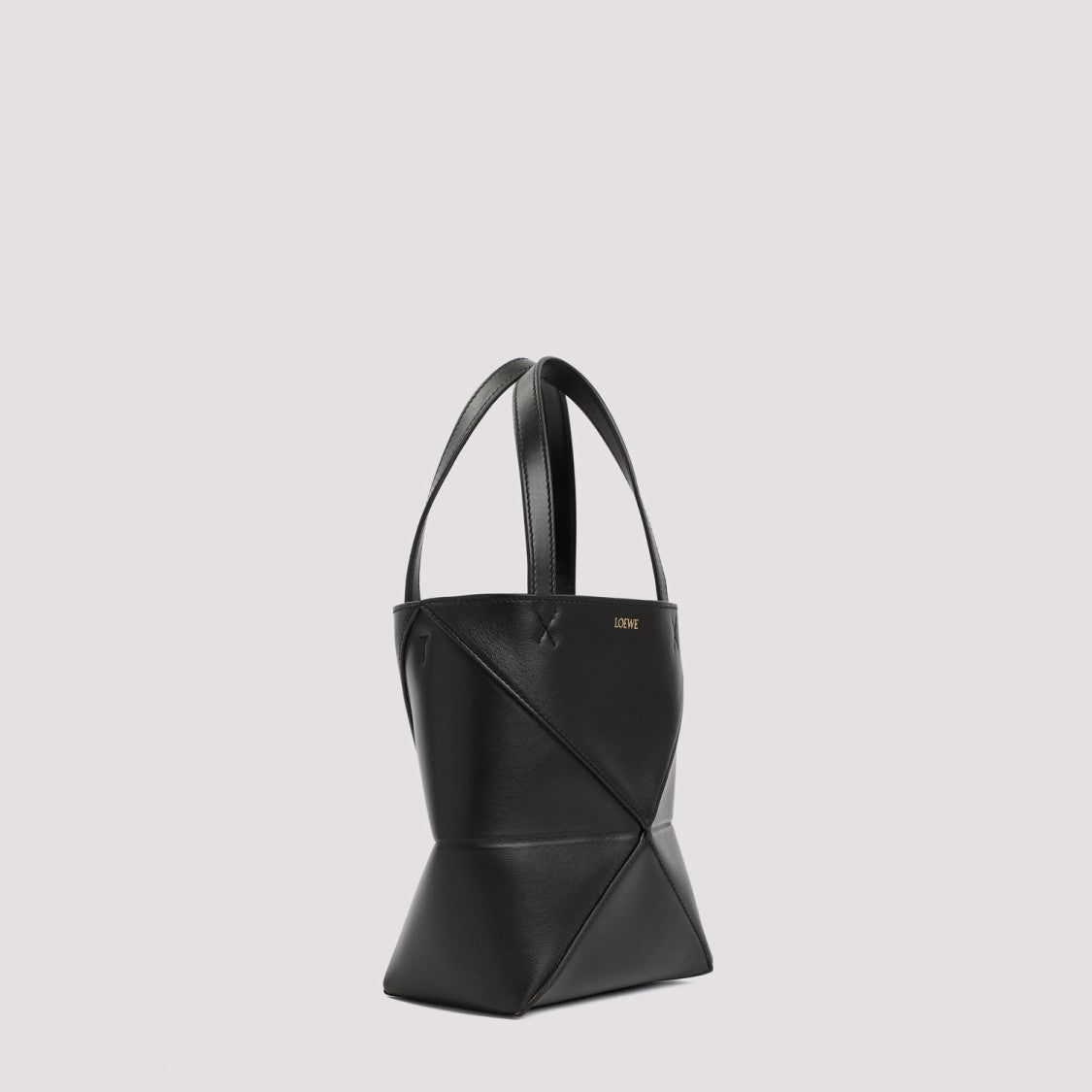 Loewe Black Calf Leather Puzzle Fold Tote Mini
