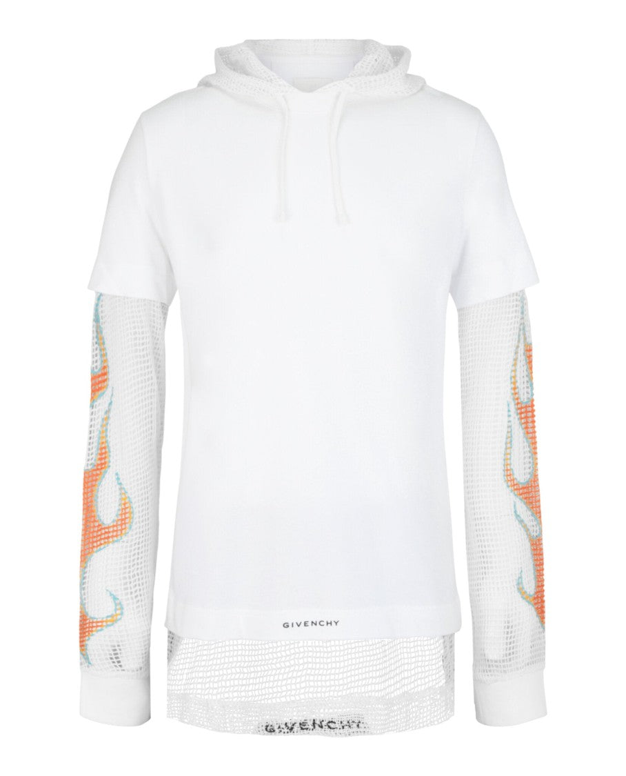 Givenchy Overlapped Hooded T-Shirt In Cotton And Mesh