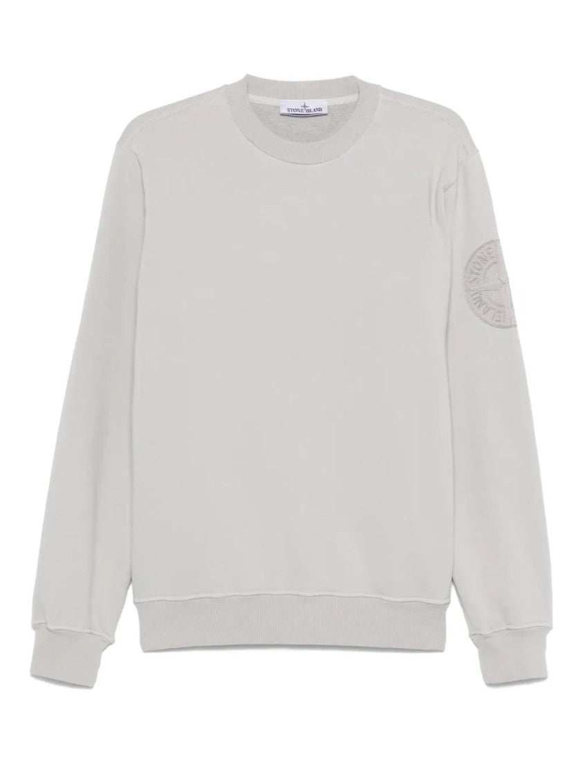 Stone Island Light Grey Cotton Fleece Sweatshirt
