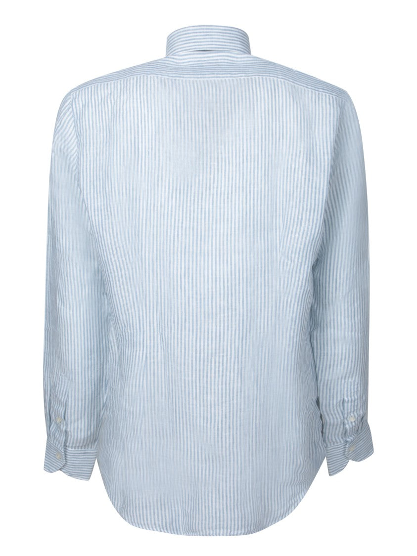 Dell'oglio Light Blue Striped Linen Shirt