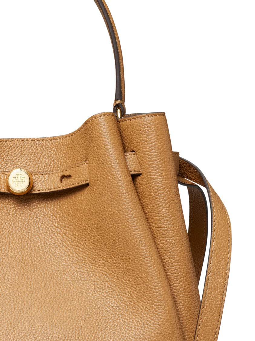 Tory Burch Structured Brown Leather Romy Bucket Bag