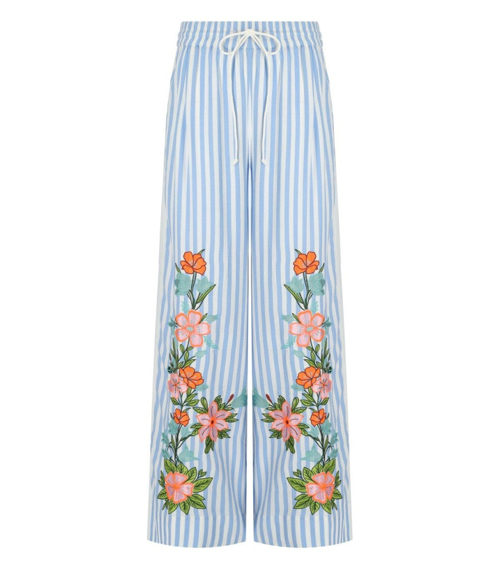 Essentiel Antwerp Hevon2 White And Light Blue Pants