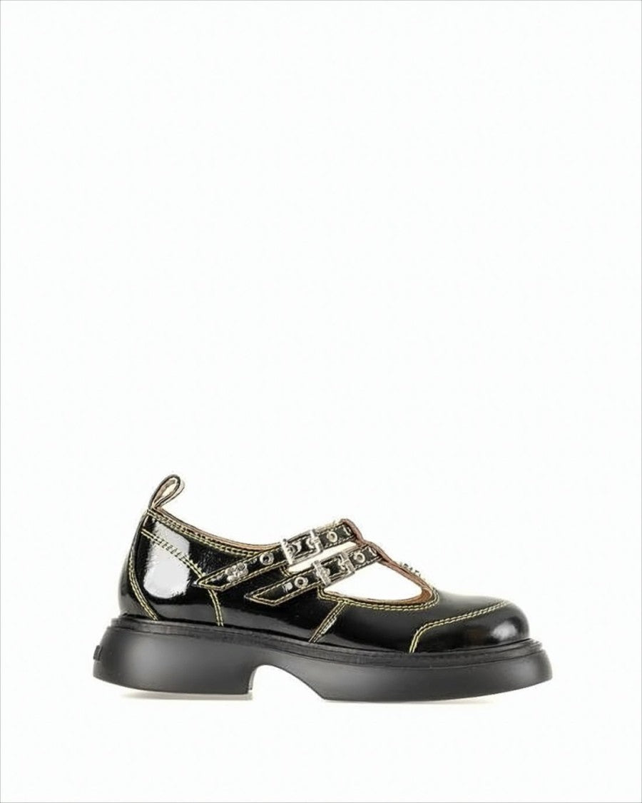 Ganni Chunky Glossy Black Loafers