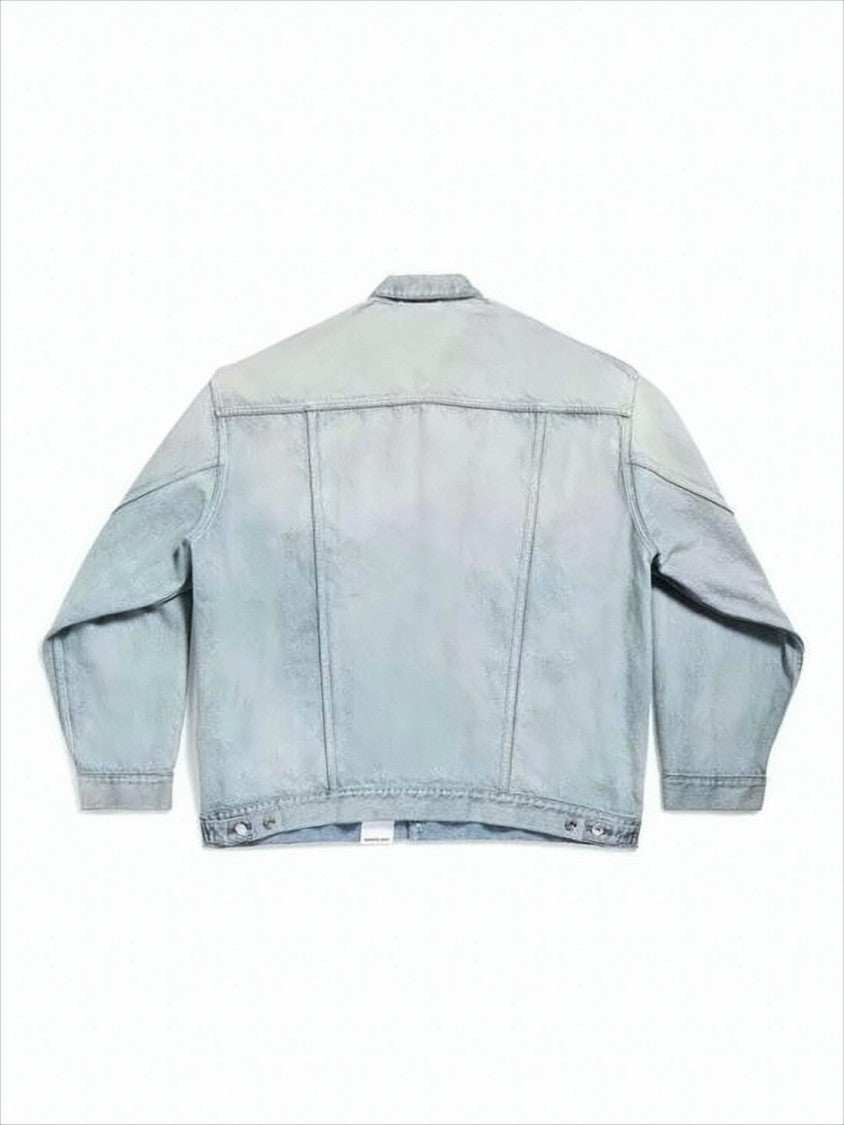Balenciaga Light Washed Cotton Oversized Denim Jacket