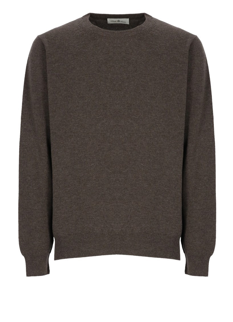 Della Ciana Brown Wool-Blend Crew Neck Sweater