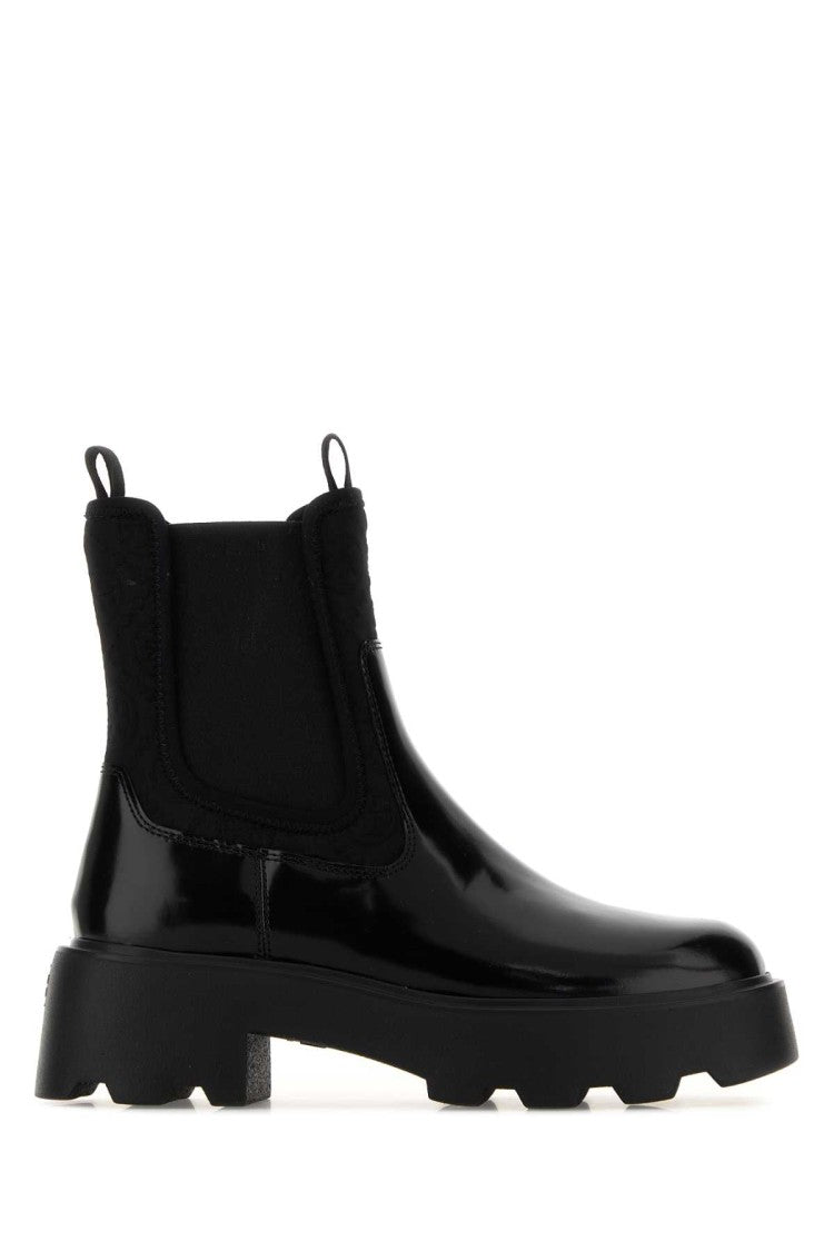 Tory Burch Sole Black Leather And Fabric Chelsea Ankle Boots