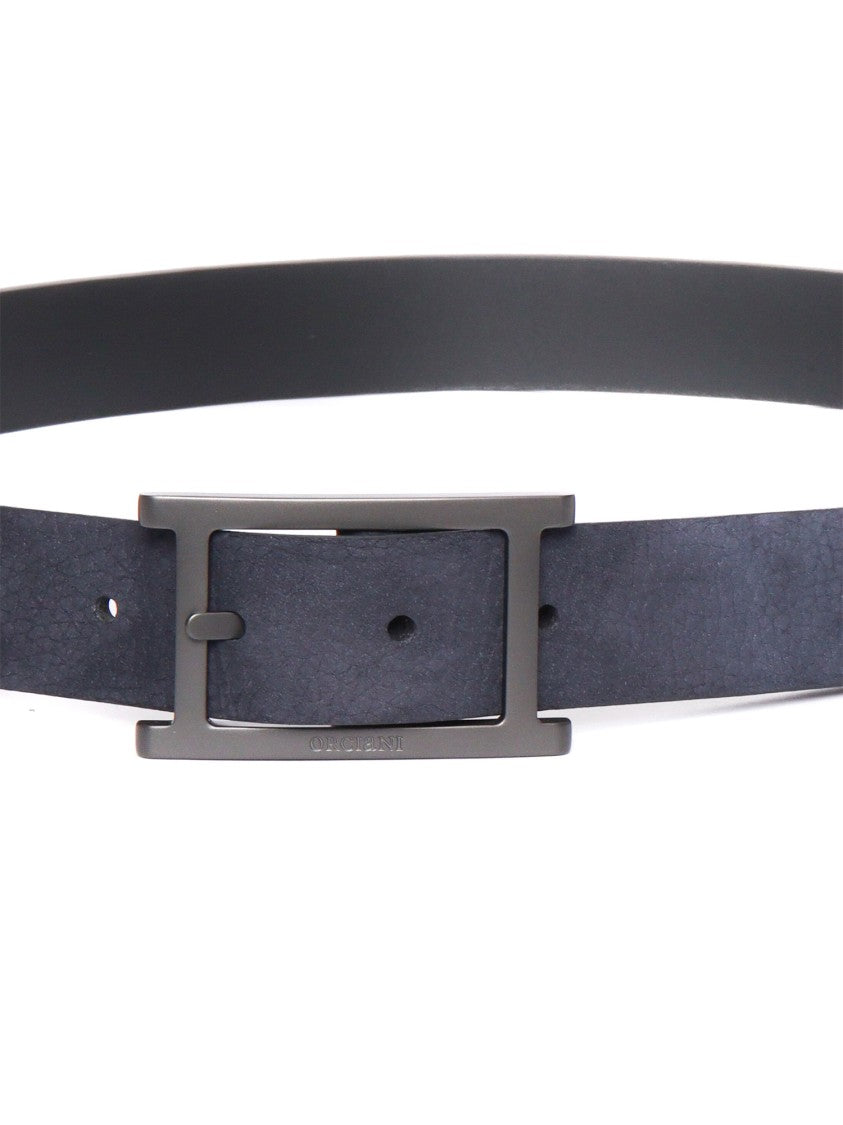 Claudio Orciani Blue Calf Leather Belt With Polished Buckle