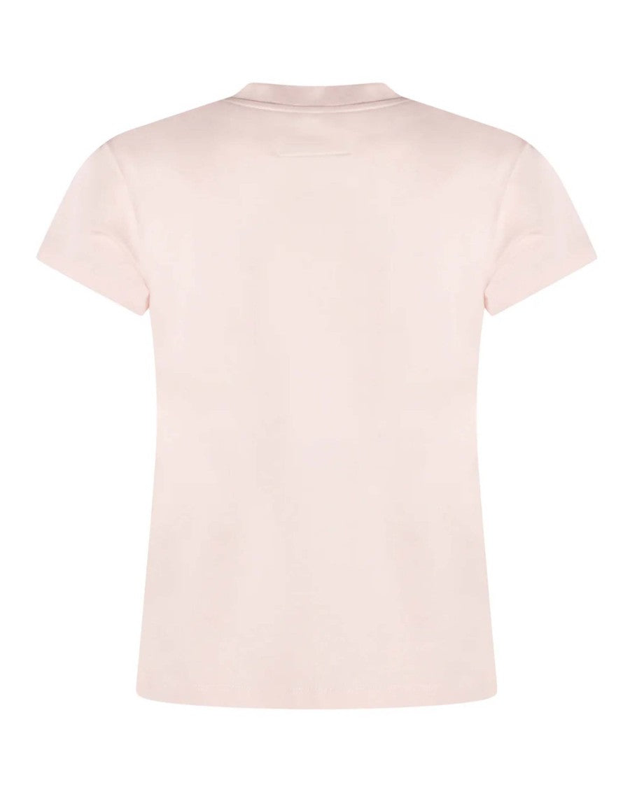 Mm6 By Maison Margiela Pink Cotton Jersey T-Shirt With Logo Patch