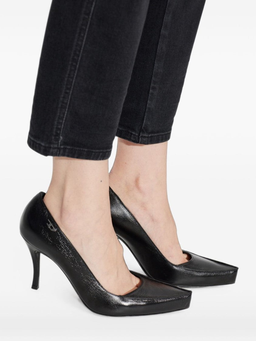 Diesel Black Pointed-Toe Stiletto Silk-Nylon Blend Pumps