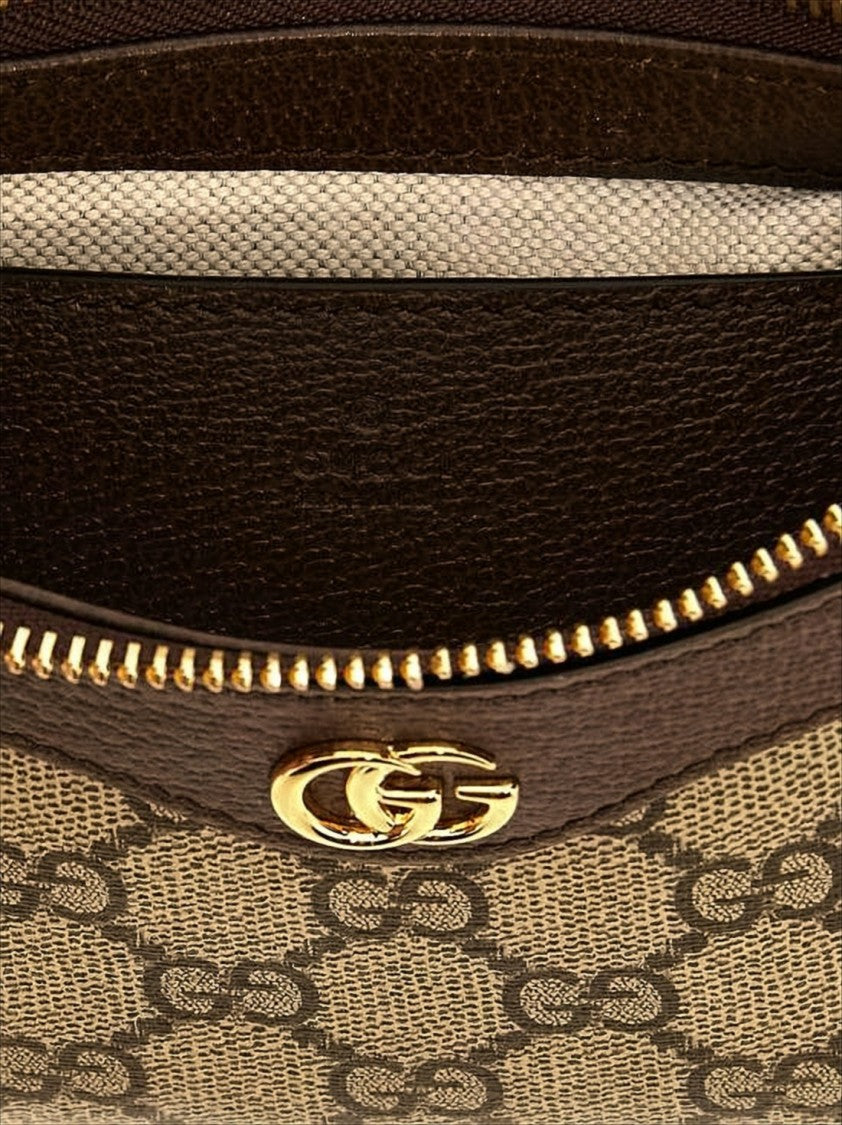Gucci Classic Monogram Canvas Shoulder Bag With Gold-Tone Details