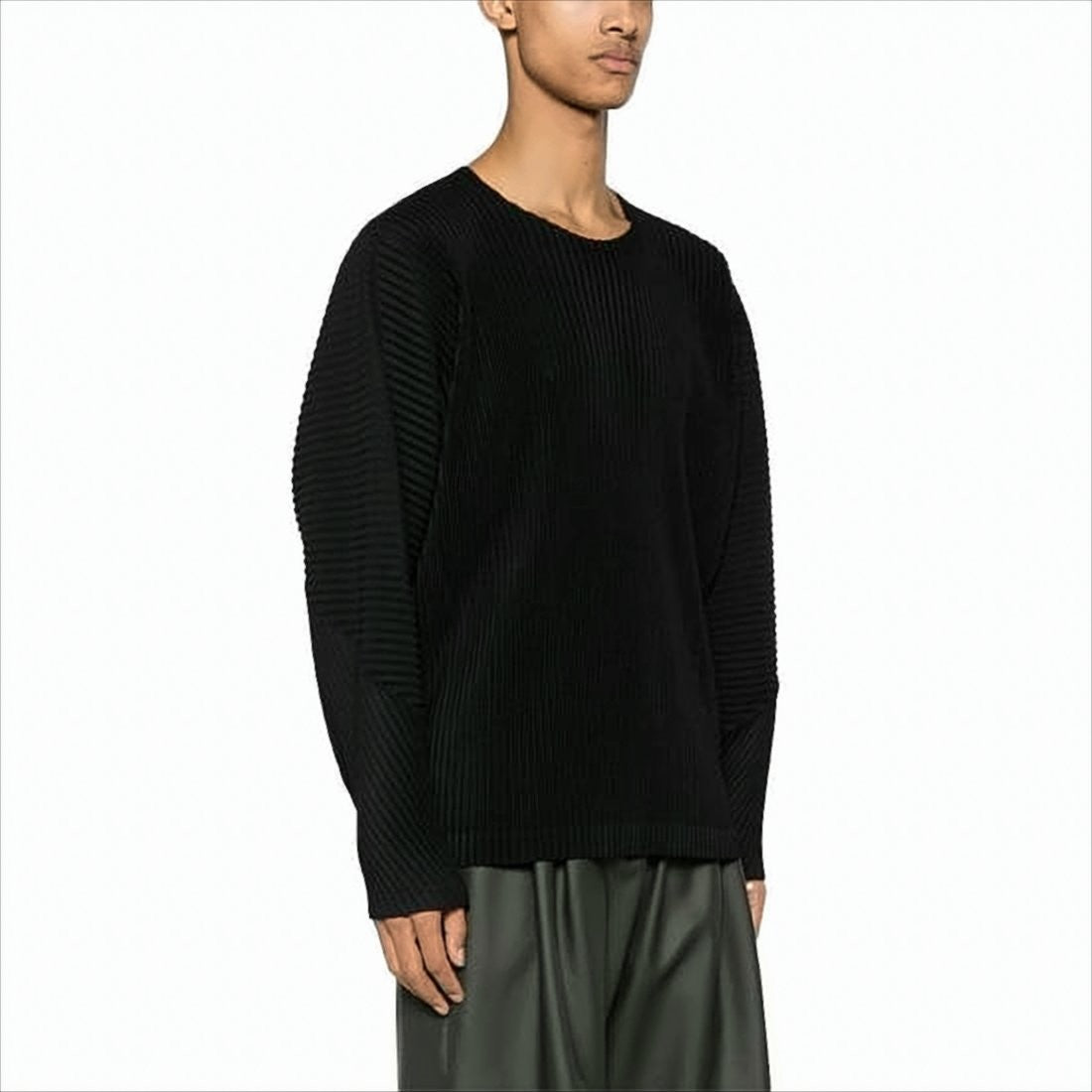 Homme Plissé Issey Miyake Pleated Long-Sleeve T-Shirt With Unique Texture