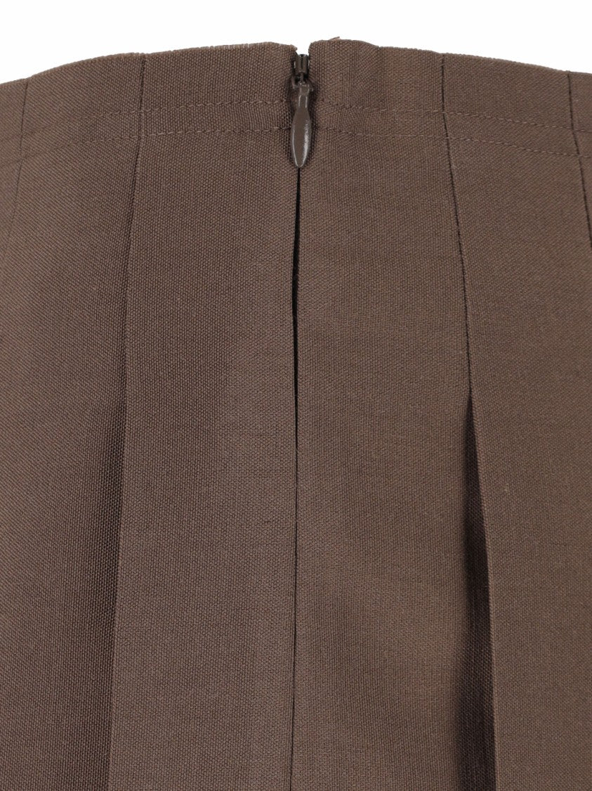 Mm6 By Maison Margiela Brown Virgin Wool-Blend Pleated Mini Skirt