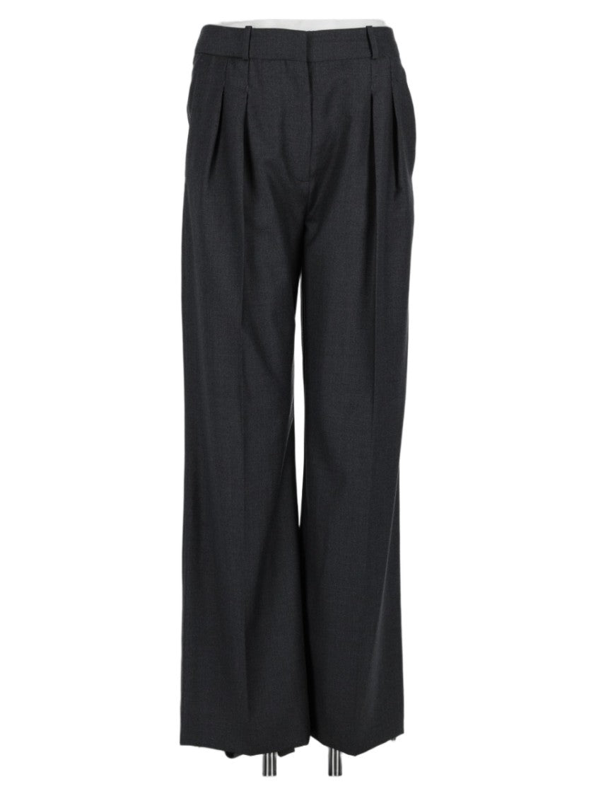 Loulou De Saison Grey Premium Virgin Wool Wide-Leg Pants