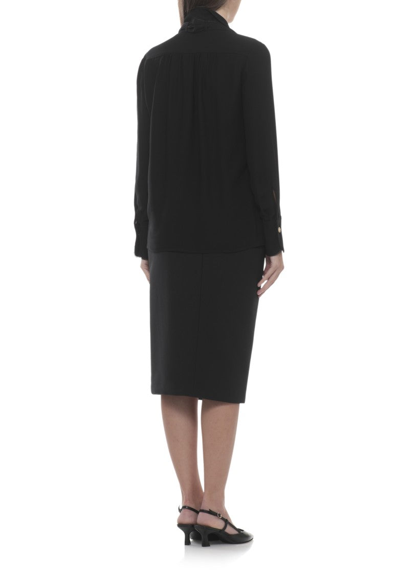 Elisabetta Franchi Black Viscose Bow Tie Blouse