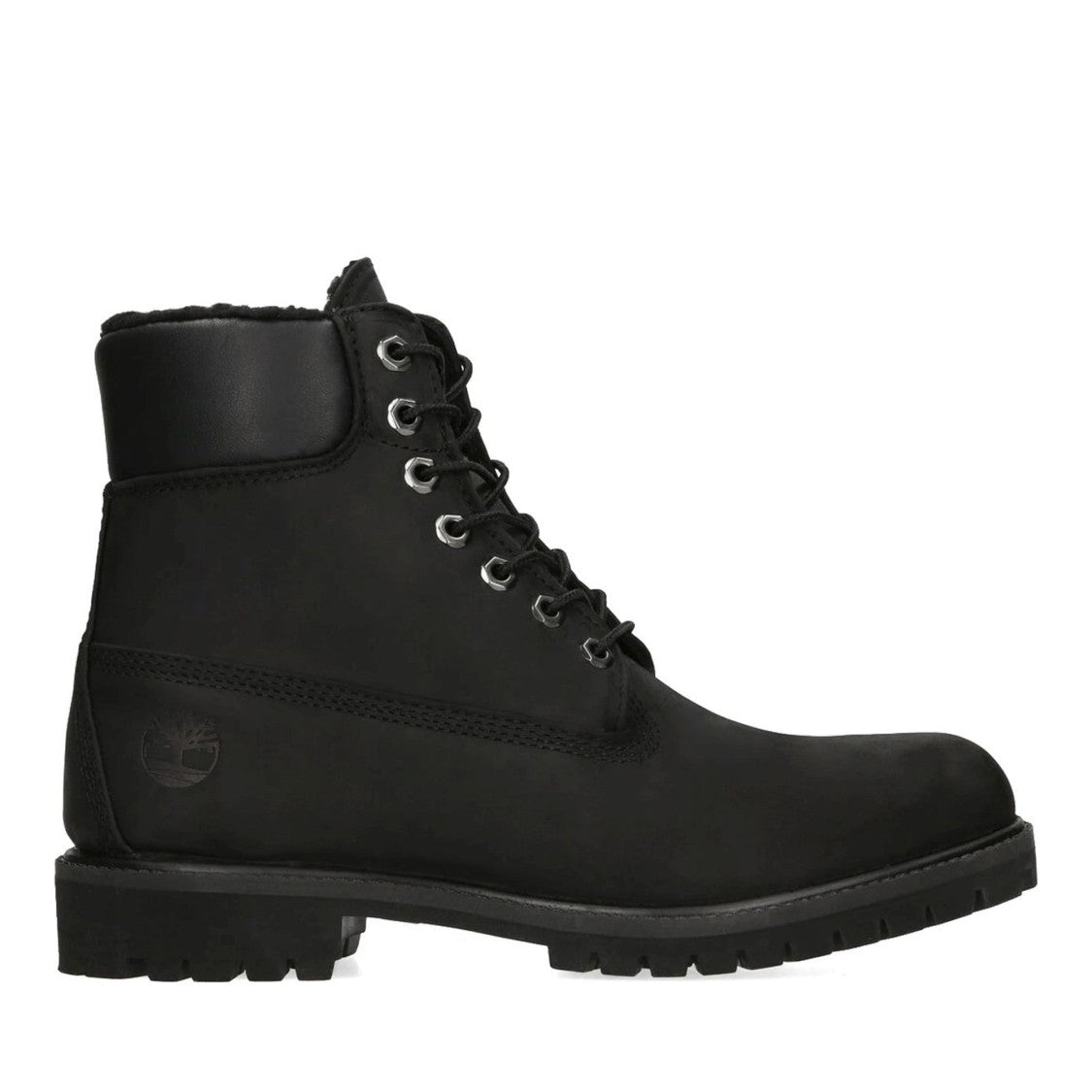 Timberland Black Leather Padded Collar Boots