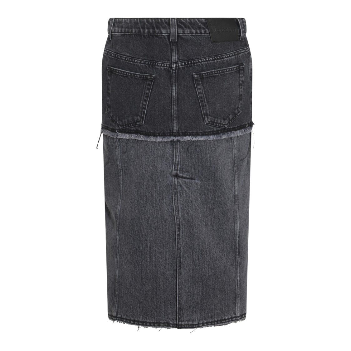 Alexander Mcqueen Black Cotton Denim Midi Skirt