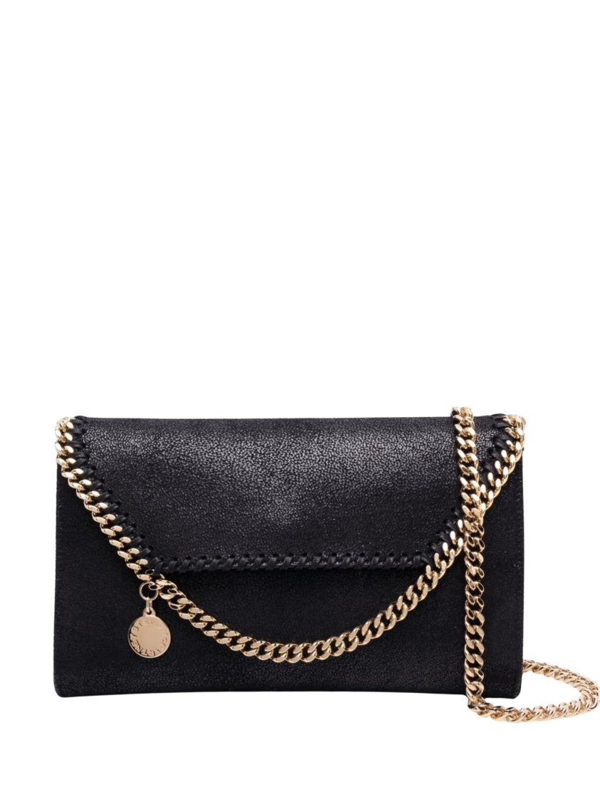 Stella Mccartney Textured Black Bag With Gold-Tone Chain Strap
