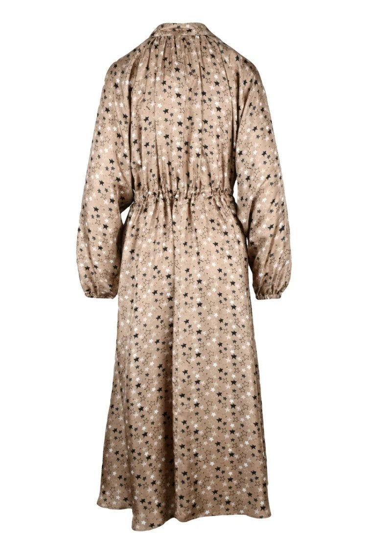 Max Mara Beige Axe Puff Pocket Silk Day Dress