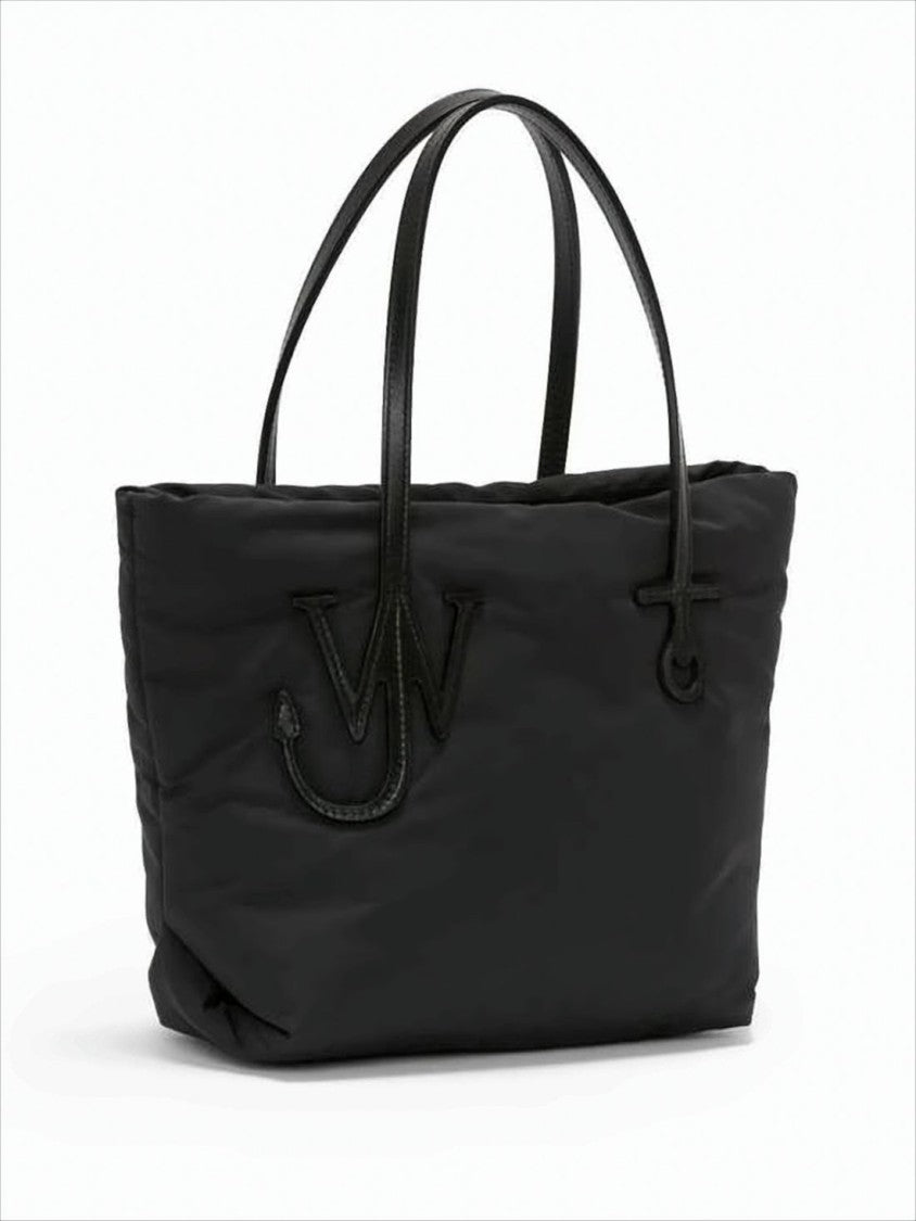 J. W. Anderson Sleek Black Polyester Tote Bag With Zippered Closure