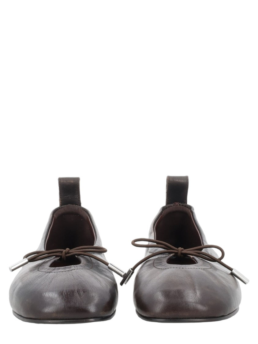 Alohas Rosalind Smooth Leather Bow Detail Ballerina Flats