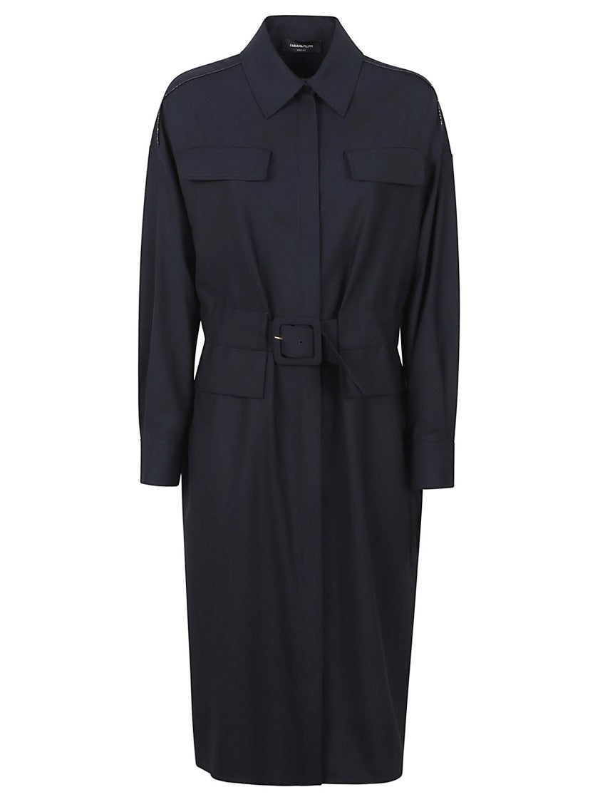 Fabiana Filippi Wool-Blend Diamond Safari Dress