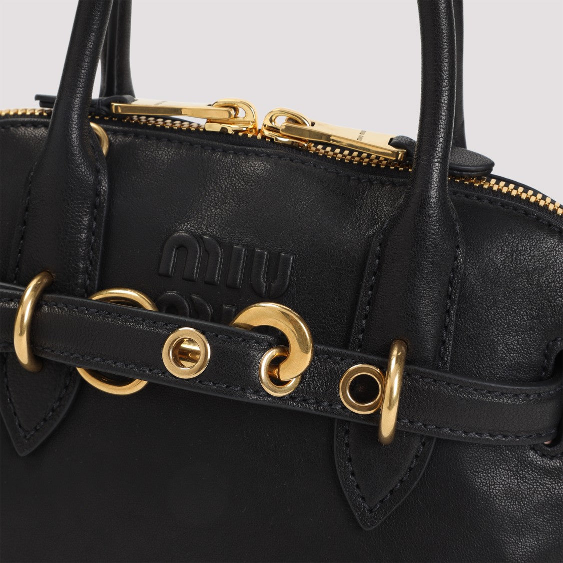 Miu Miu Black Lamb Leather Shoulder Bag With Versatile Strap