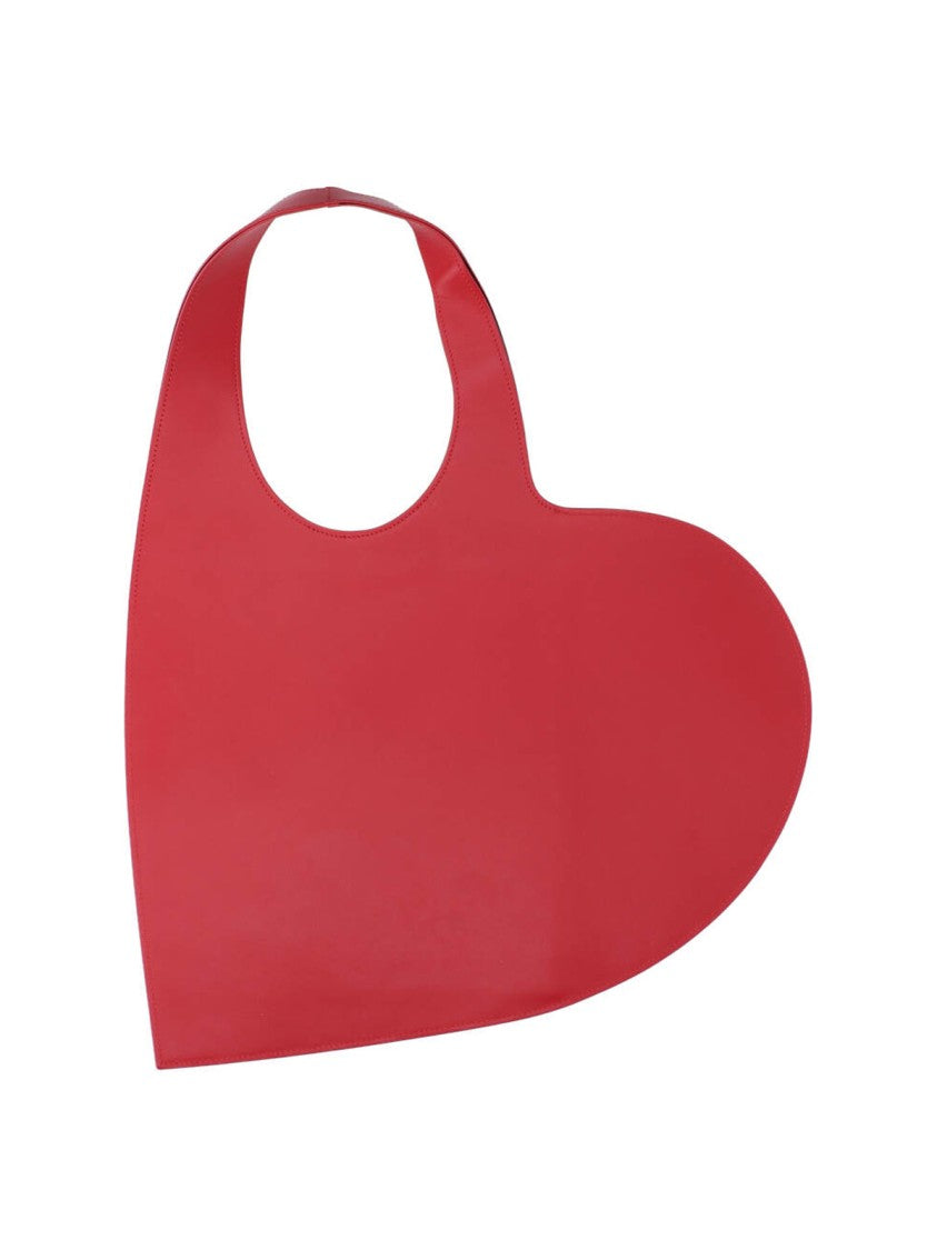 Coperni Heart-Shaped Red Leather Tote With Silver Logo Print