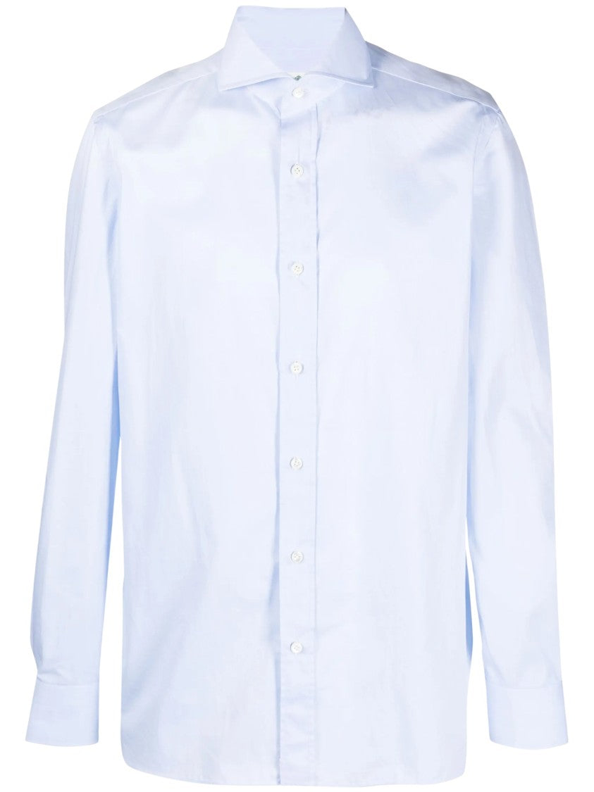 Borrelli Tailored White Cotton Shirt With Classic Collar And Structured Cuffs