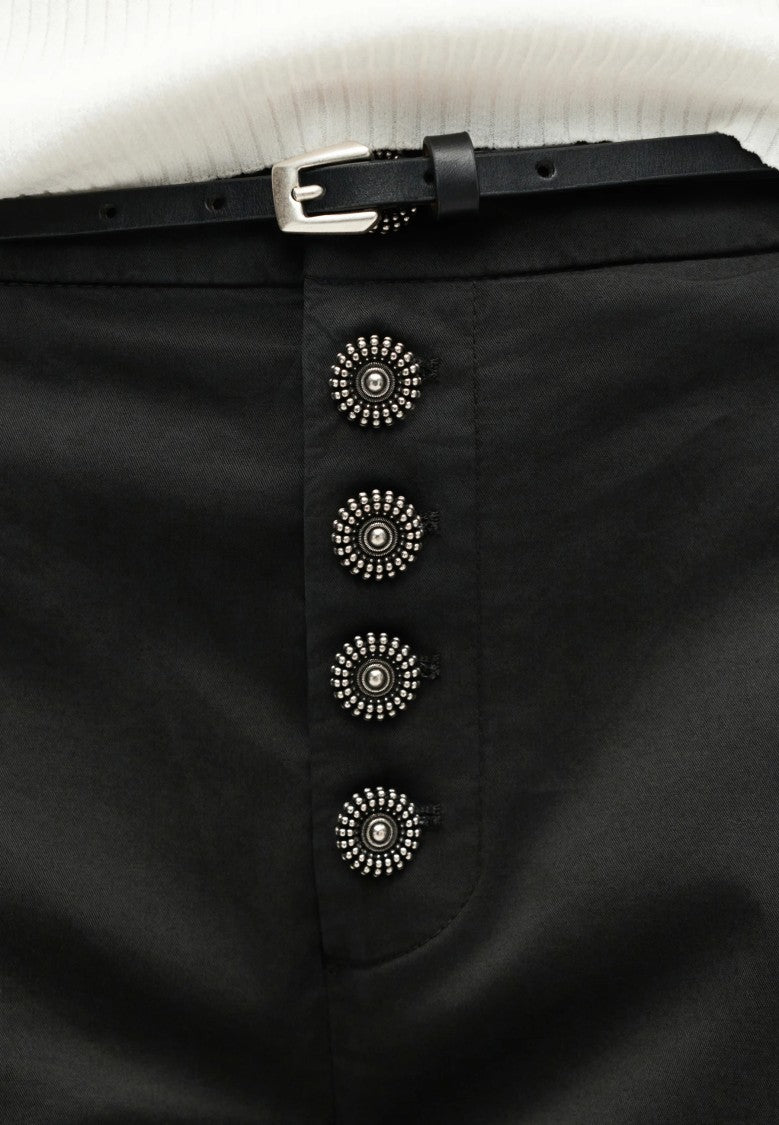 Dondup Black Nima High-Waisted Straight Cropped Pants