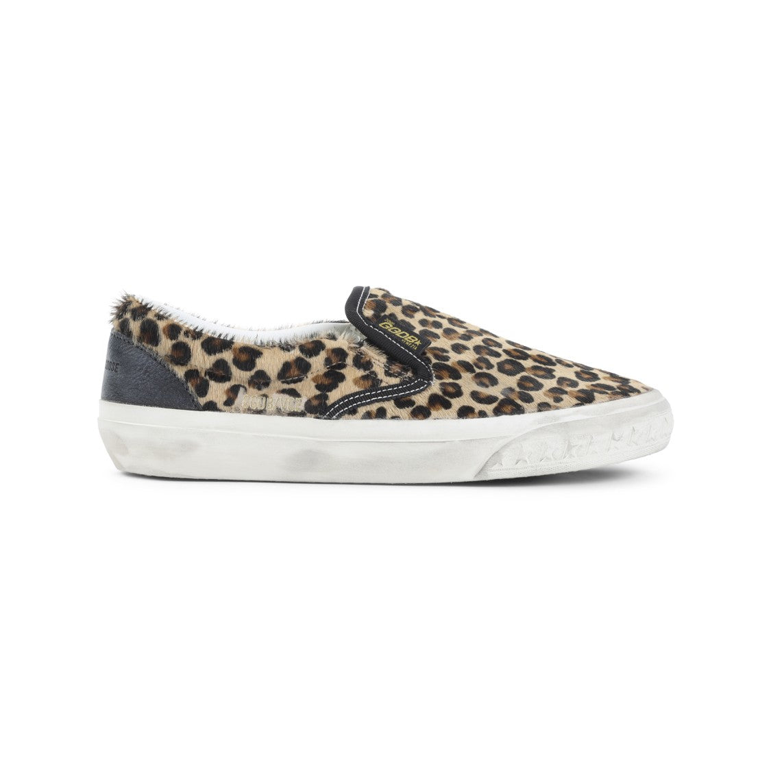 Golden Goose Leopard Print Slip-On Sneakers With Textured Leather Upper