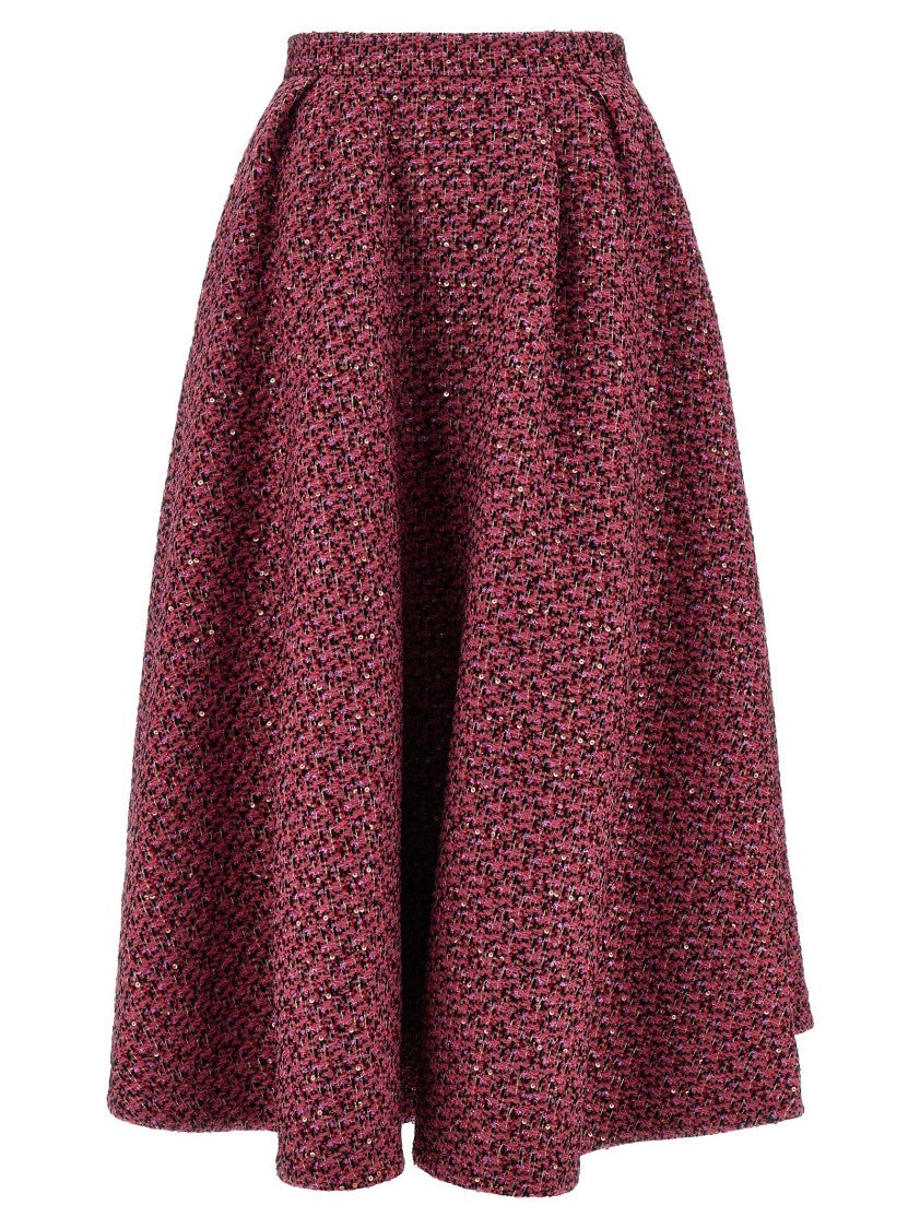Alessandra Rich Wool Blend Tweed Skirt With Sequin Embellishments