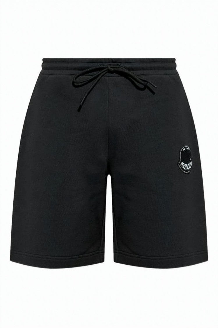 Moncler Cotton Blend Black Shorts With Elastic Waistband