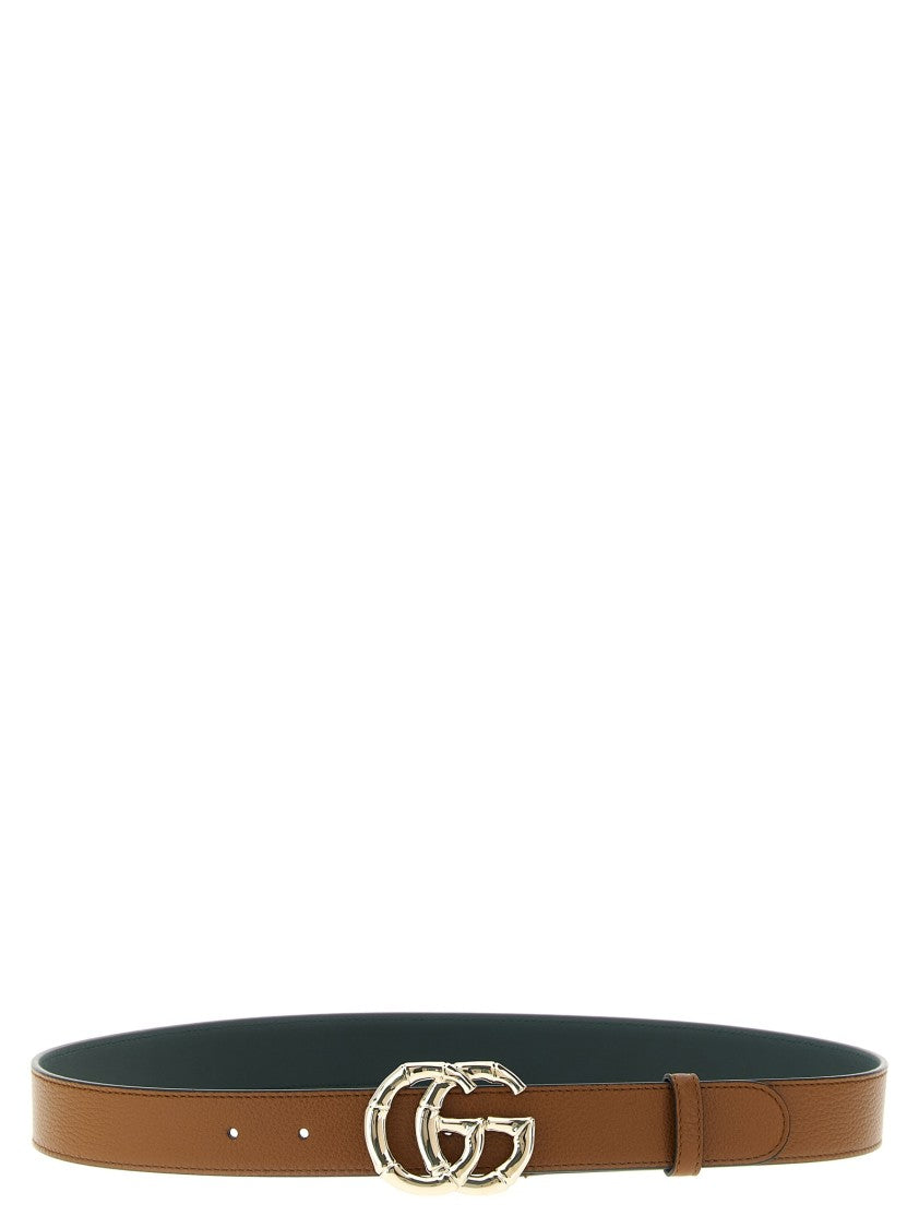Gucci Hammered Leather Belt With Bamboo-Inspired Double G Buckle