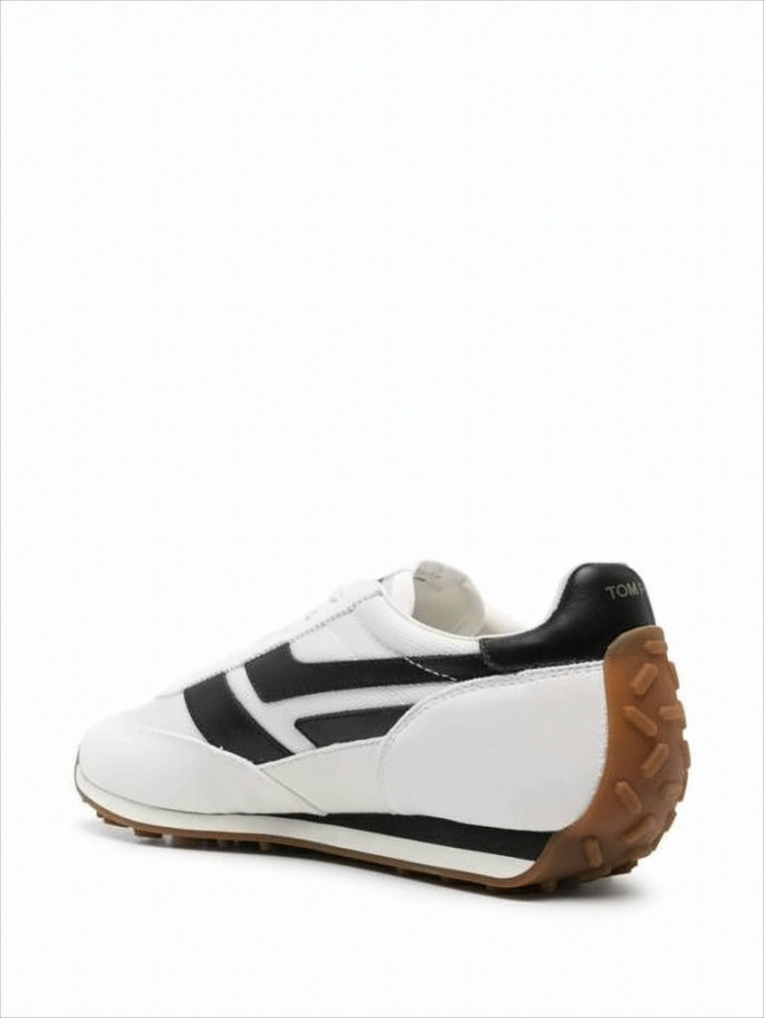Tom Ford Low-Profile White Sneakers With Black Leather Accents