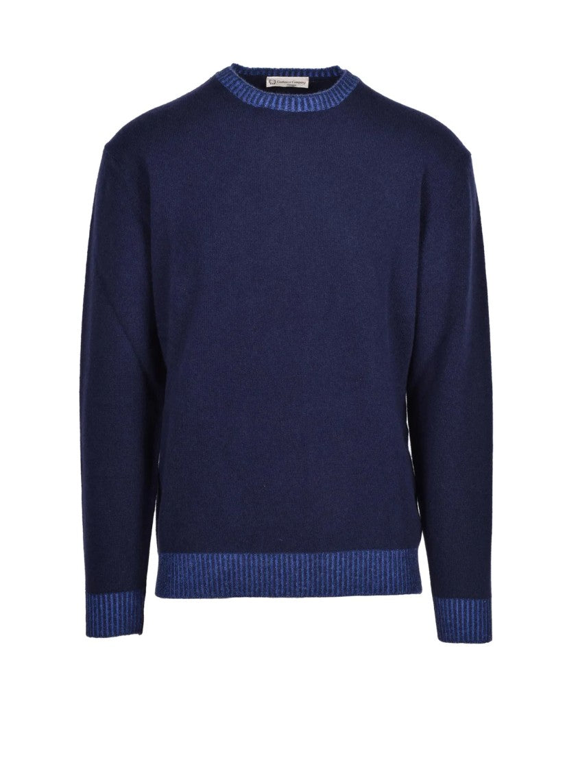 Cashmere Company P. Crew Neck Sweater With Contrasting Ribbed Trims