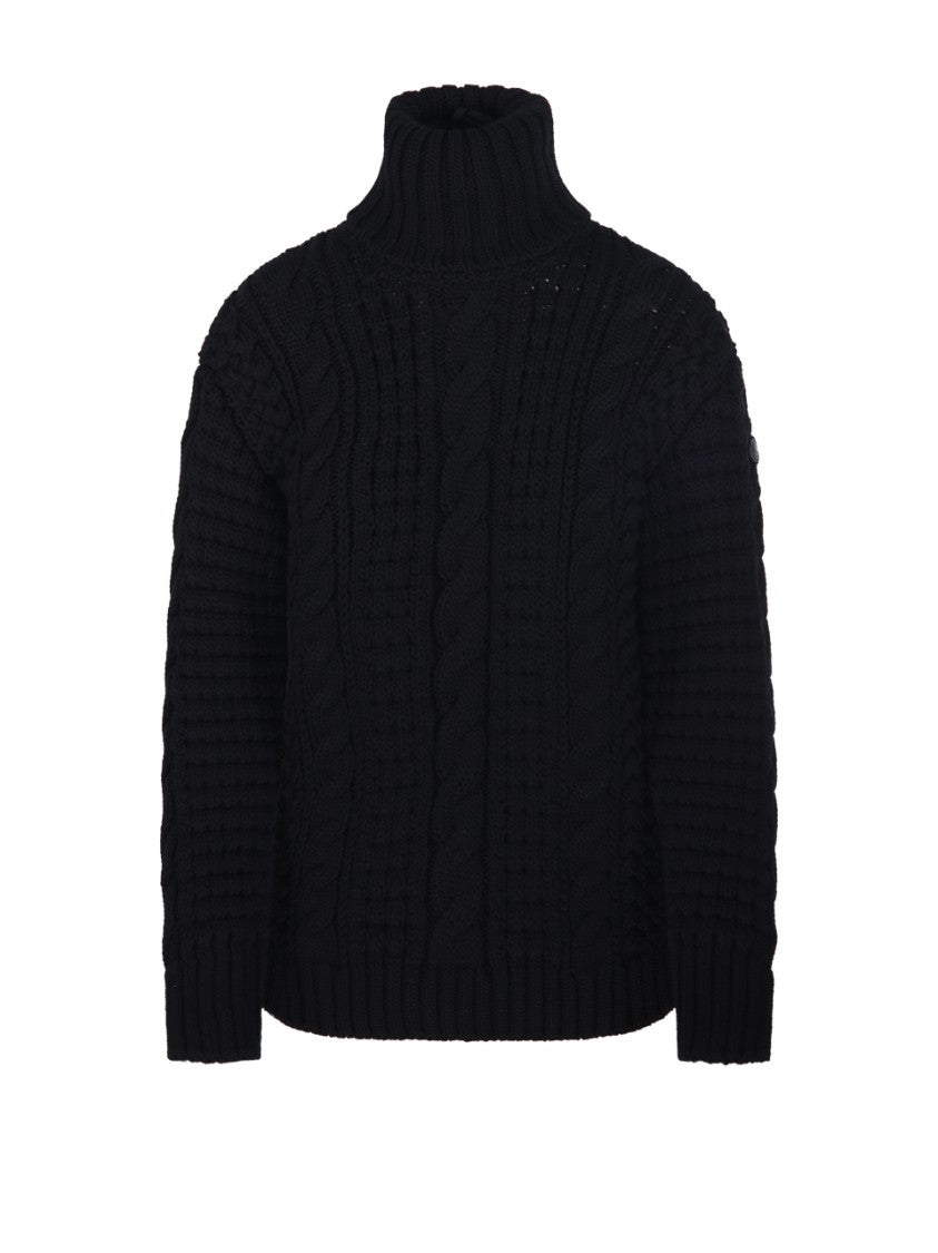 Moncler Genius X Edward Enninful Cable Knit Turtleneck Sweater With Ribbed Cuffs