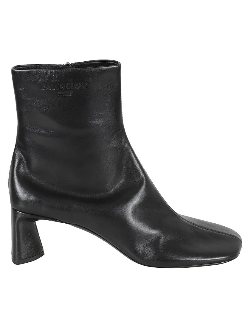 Balenciaga Square Toe Black Lambskin Ankle Boots