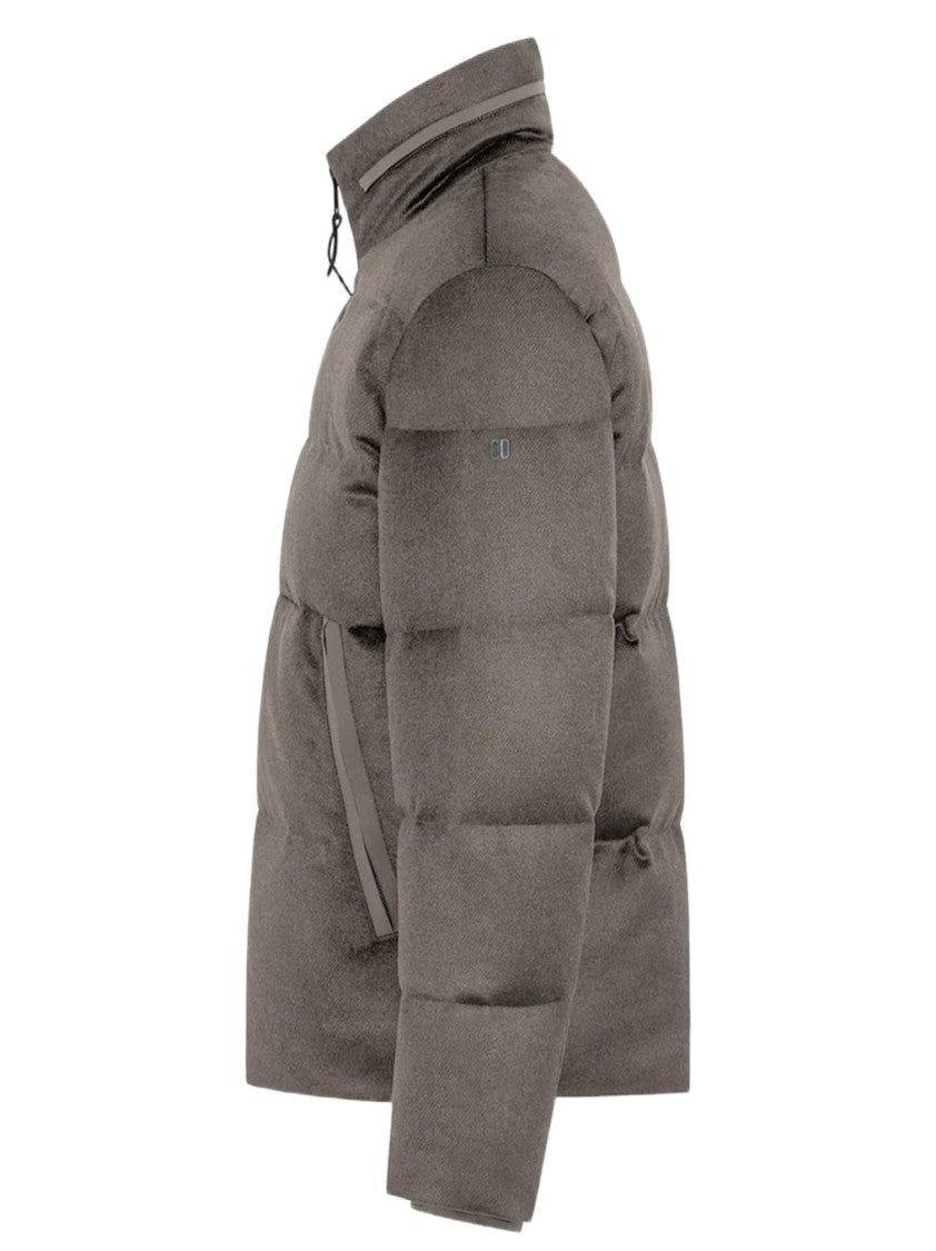 Duno Technical Wool Short Down Jacket With Concealed Hood